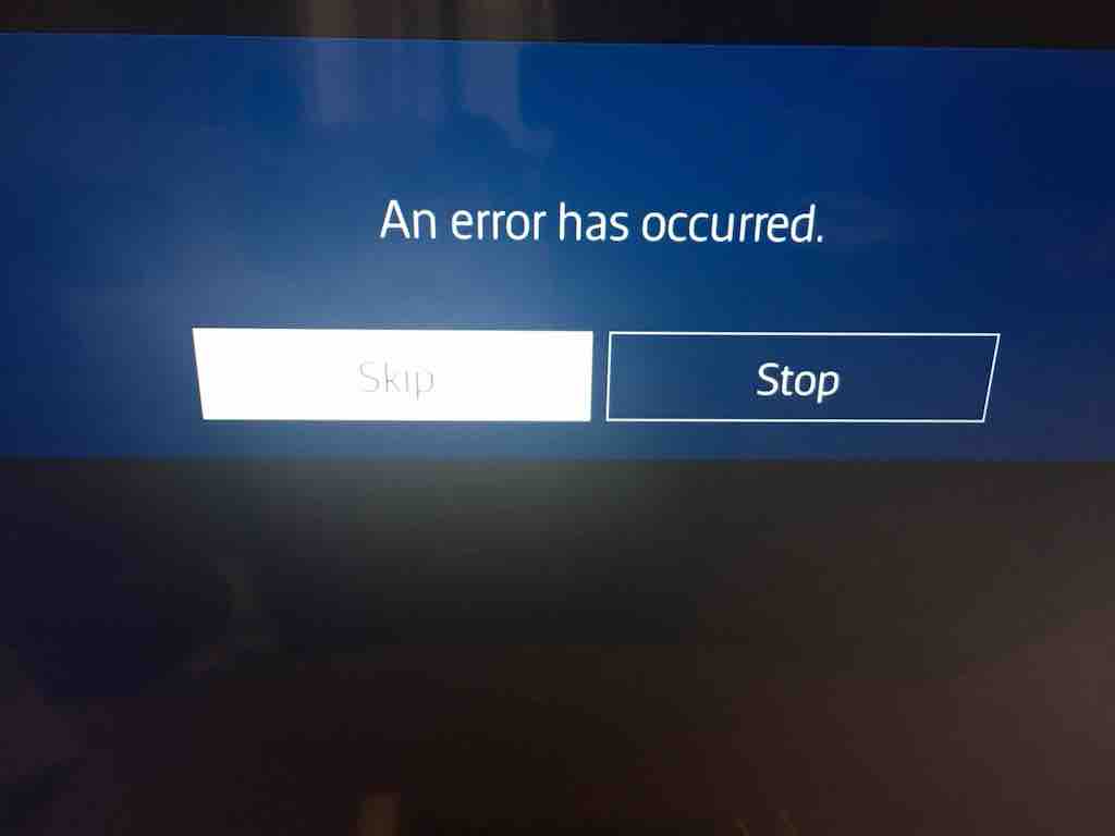 Error shown on TV