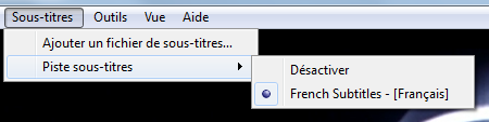 subtitles list showed by VLC